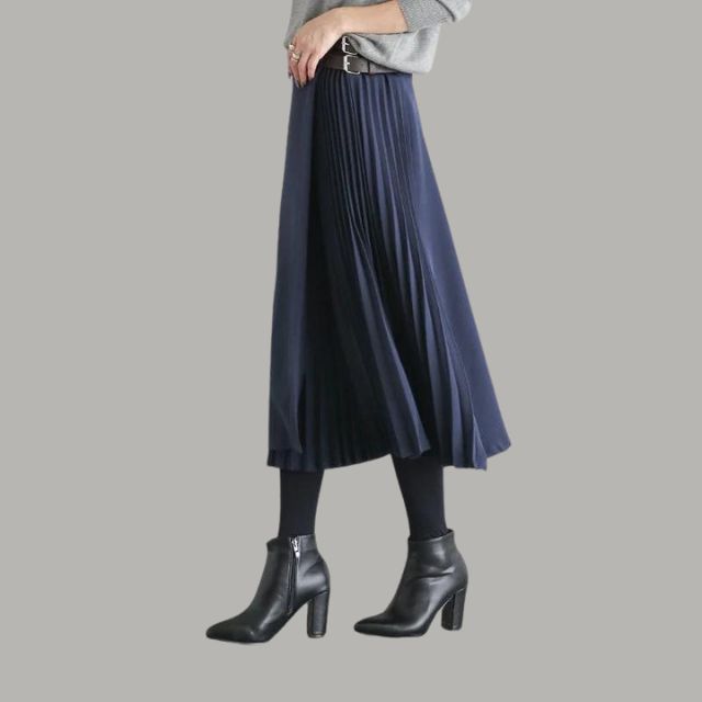 Dam Midikjol A-linje Polyester med Vikta Detaljer-4