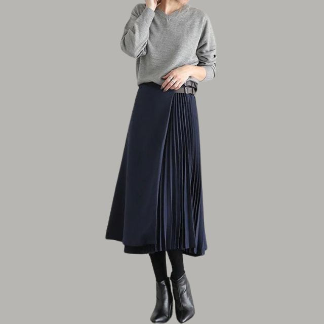 Variant image for Dam Midikjol A-linje Polyester med Vikta Detaljer-1