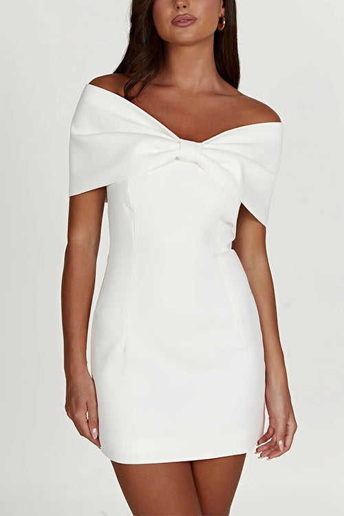 Variant image for Dam Klänning Off Shoulder Bodycon Mini Klänning i Bomull och Polyester-5