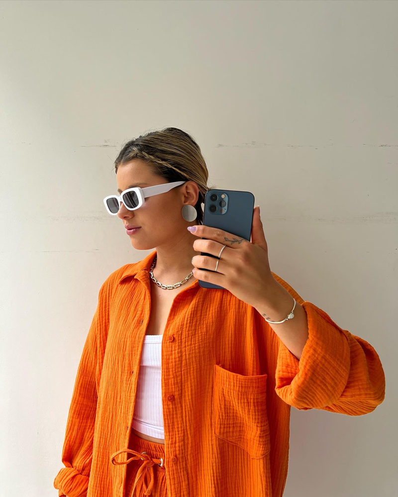 Dam Loungewear Set Avslappnad Bomull Reversibel Topp och Shorts 2