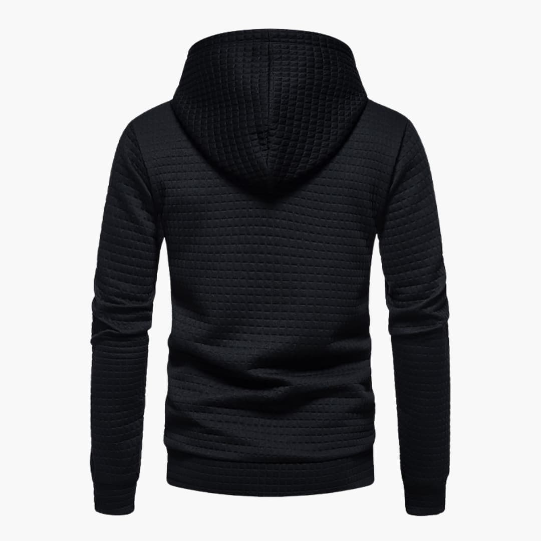 Lång Hoodie Dam med Huva och Karomönster i 100% Bomull - Avslappnad Passform för Kyliga Dagar 2