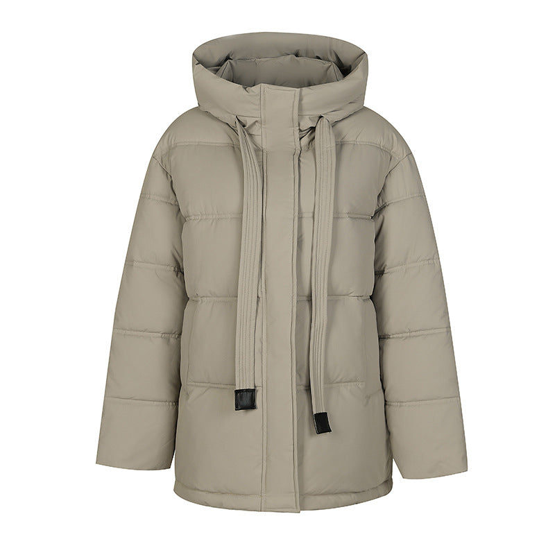 Damjacka Kort Bomull med Huva Avslappnad Passform-3