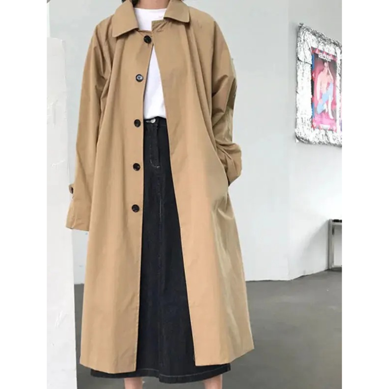 Damjacka Överdimensionerad Trenchcoat Högkvalitativ Polyester-4