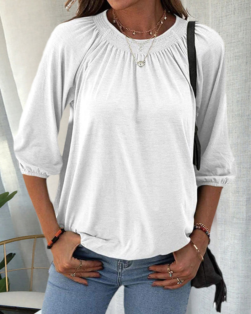 Damenbluse mit Biskopsärmern aus Hochwertigem Stoff – Elegante Bluse für Büro und Freizeit in S, M, L, XL 11
