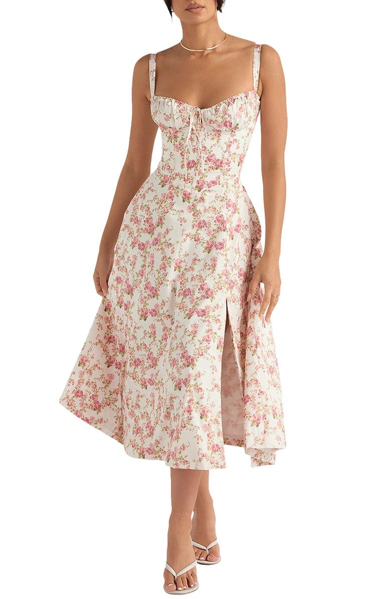 Dam Midiklänning Blommig Design 100% Polyester för Bröllop och Fest-2