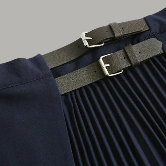 Dam Midikjol A-linje Polyester med Vikta Detaljer-6