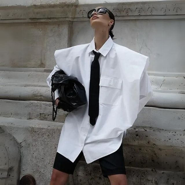 Variant image for Dam Överdimensionerad Skjorta Strukturerad 100% Bomull-1