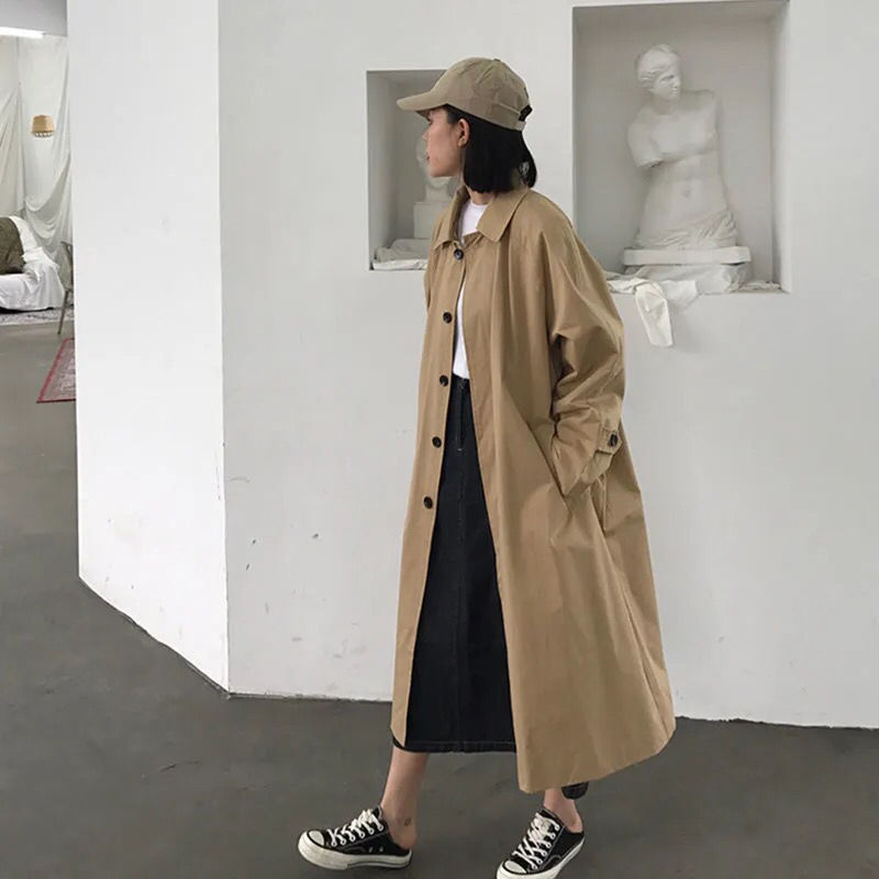 Damjacka Överdimensionerad Trenchcoat Högkvalitativ Polyester-5