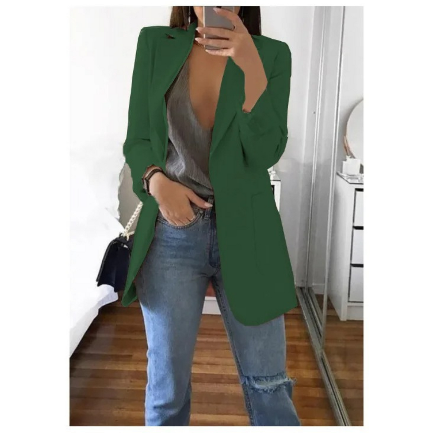Variant image for Kvinnors Lång Blazer Elegant Andningsbart Tyg-73