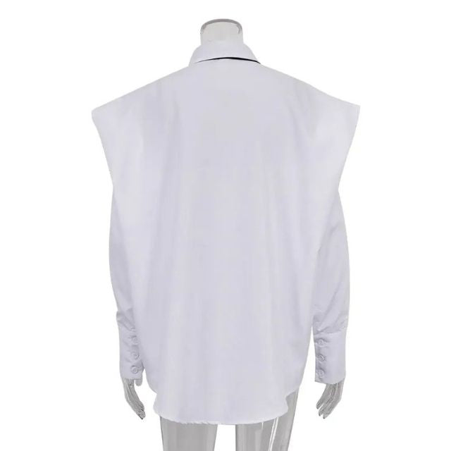 Dam Överdimensionerad Skjorta Strukturerad 100% Bomull-6