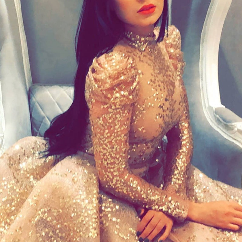 Kvinnors Lång Aftonklänning Hög Midja Polyester Maxiklänning-4