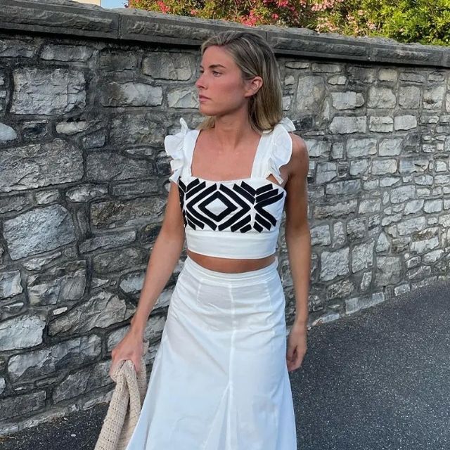 Dam Midikjol A-linje med Grafiskt Mönster 100% Polyester-5