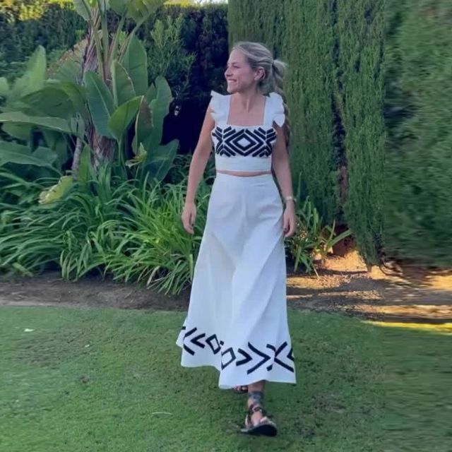 Dam Midikjol A-linje med Grafiskt Mönster 100% Polyester-1