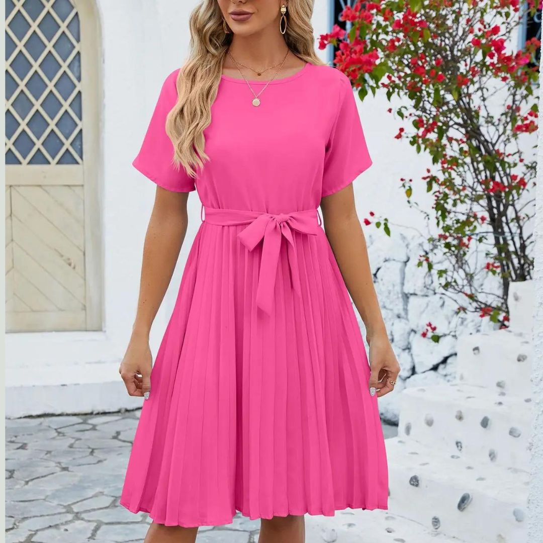 Variant image for Dam Midiklänning Veckad Polyester Elegant Midi Klänning-21