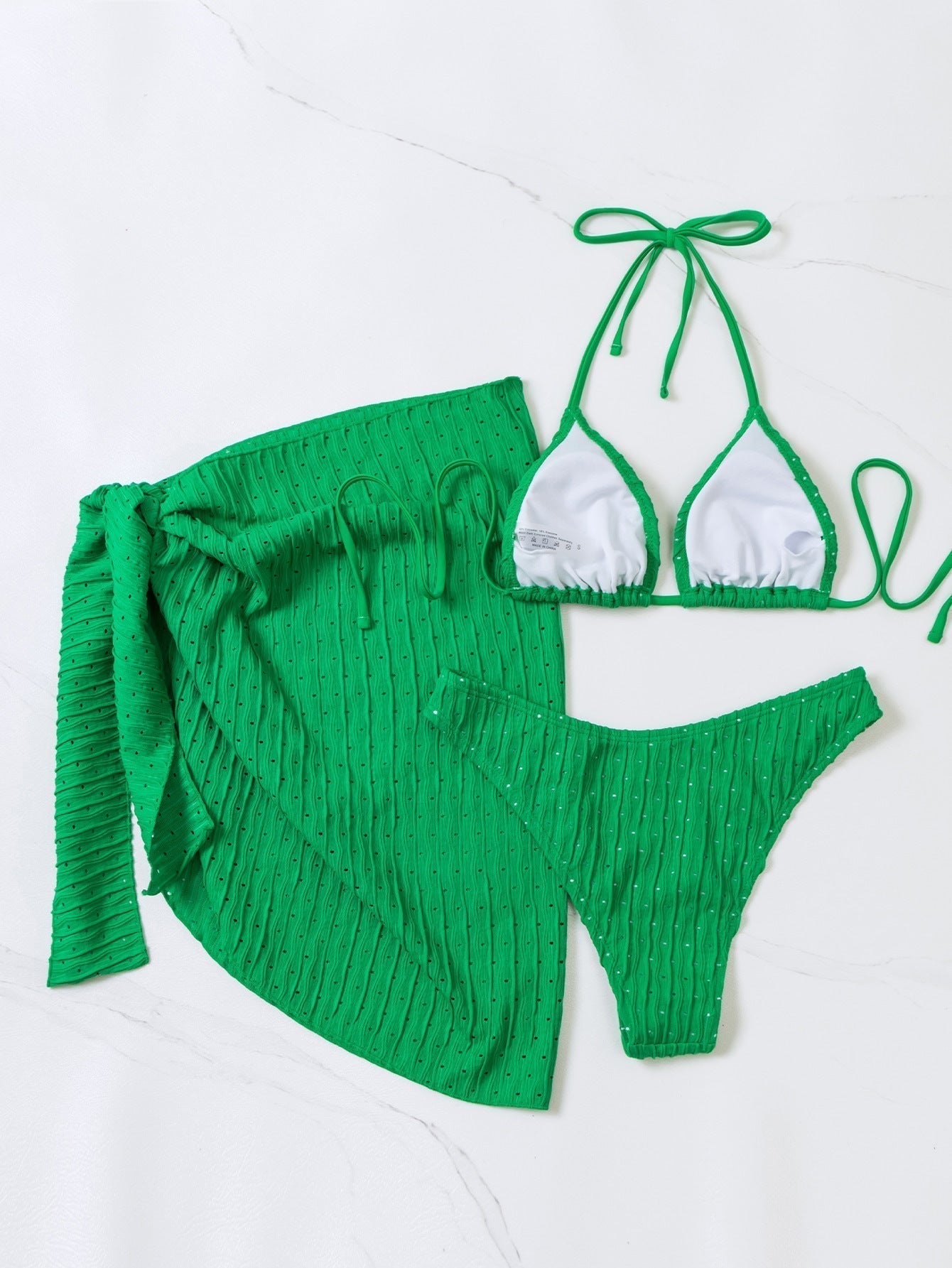 Dam Triangel Bikiniset med Unterrock Nylon Spandex-6