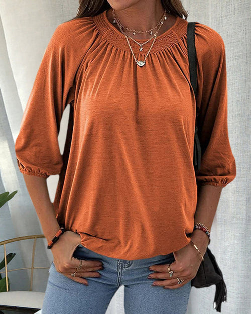 Damenbluse mit Biskopsärmern aus Hochwertigem Stoff – Elegante Bluse für Büro und Freizeit in S, M, L, XL 1