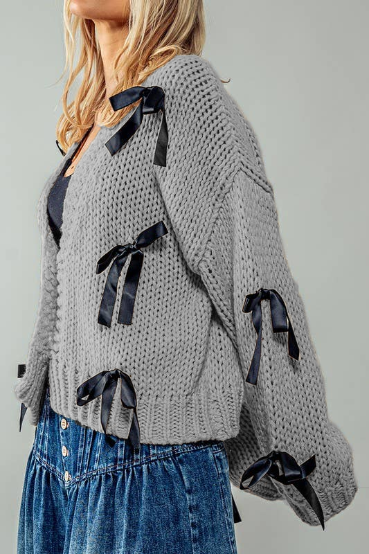 Dam Lång Kofta med Loopdetalj i Mjuk Akryl-5