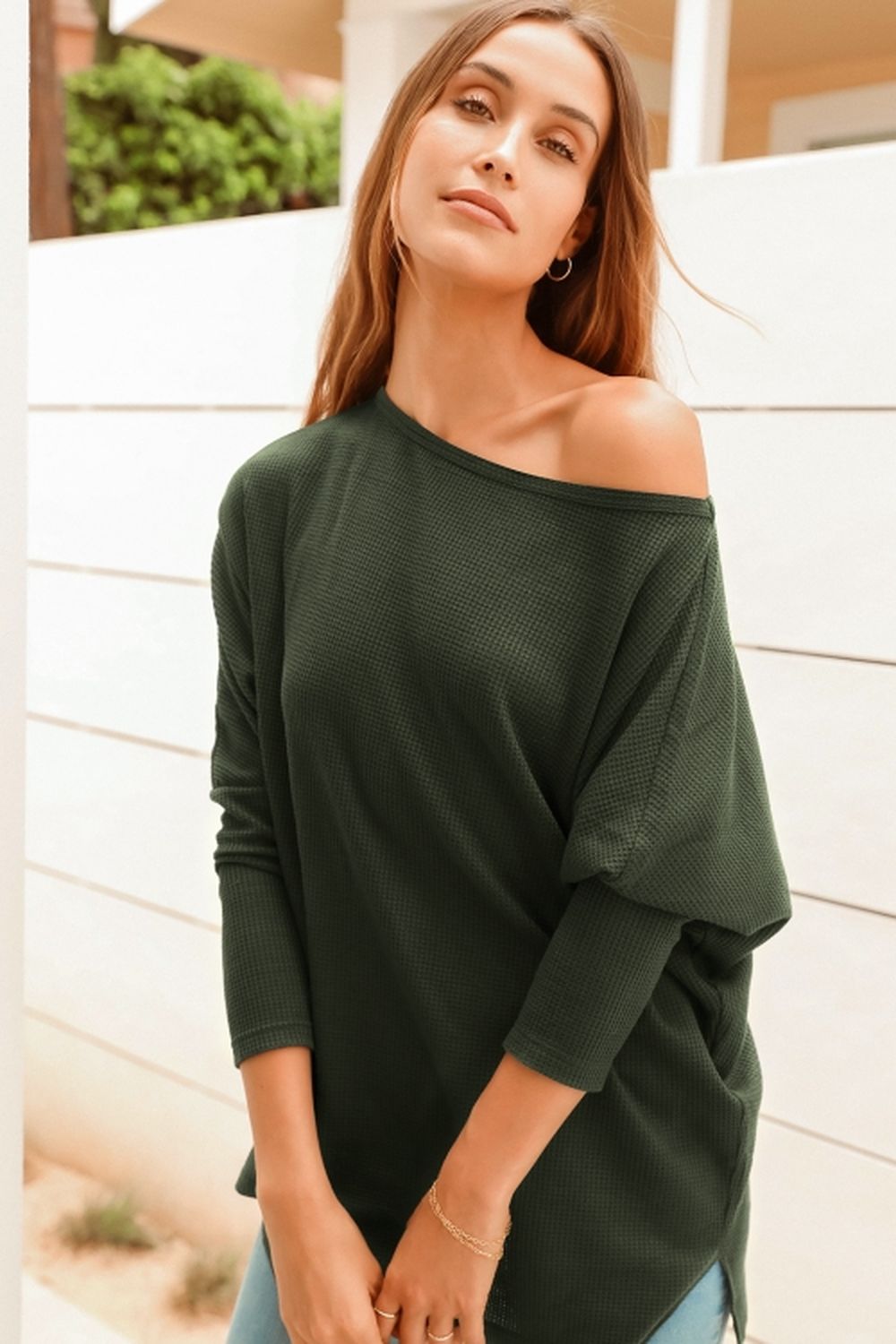 Dam Långärmad Tröja Av Polyester Modern Design Relaxed Fit 3