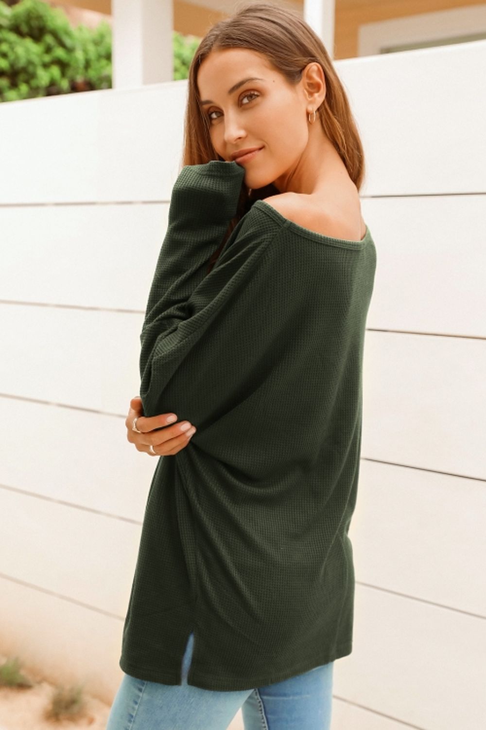 Dam Långärmad Tröja Av Polyester Modern Design Relaxed Fit 4