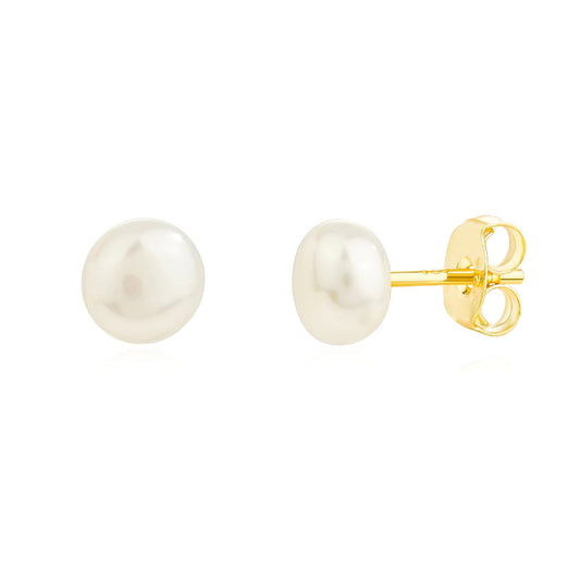 Perlenohrringe aus 925 Sterling Silber mit 18 Karat Gold - Elegante Ohrstecker mit Süsswasserperlen für Frauen 1