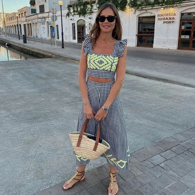 Variant image for Dam Midikjol A-linje med Grafiskt Mönster 100% Polyester-16