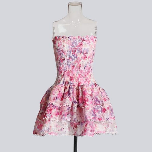 Dam A-linje KlĂ€nning Blommönster Ărmlös Polyester SommarklĂ€nning-1