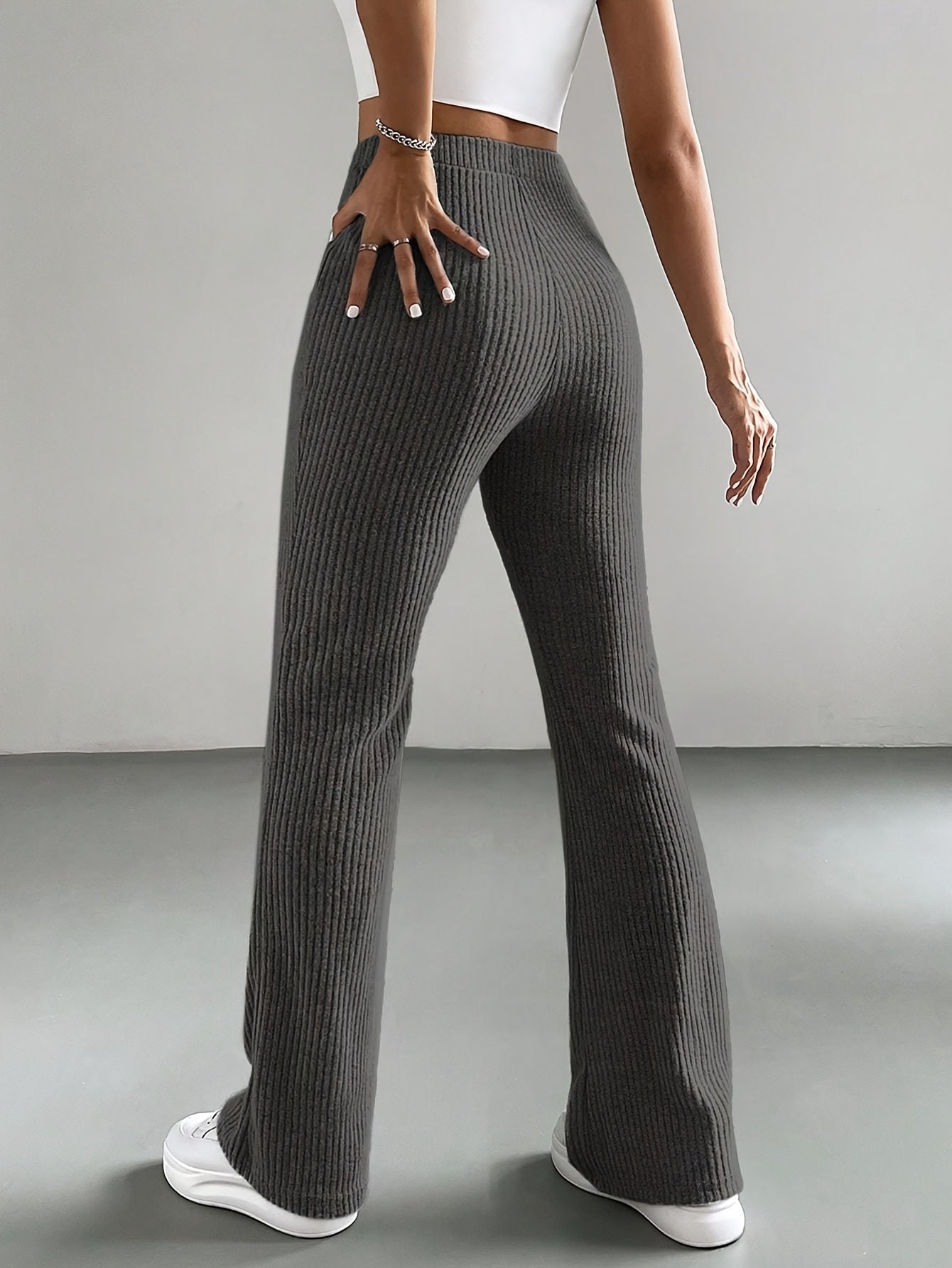 Dam Bootcut Byxor Ribbad Stretch Material-3