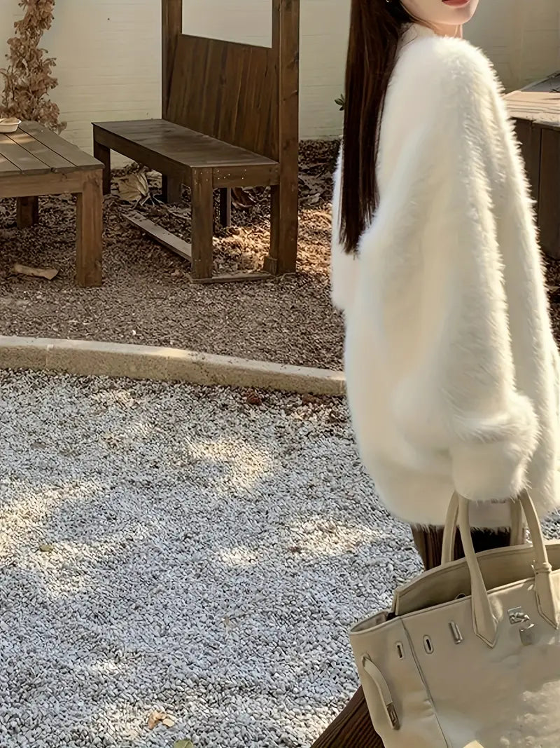 Dam Kofta Knappstängning Mjuk Material Elegant Design-4