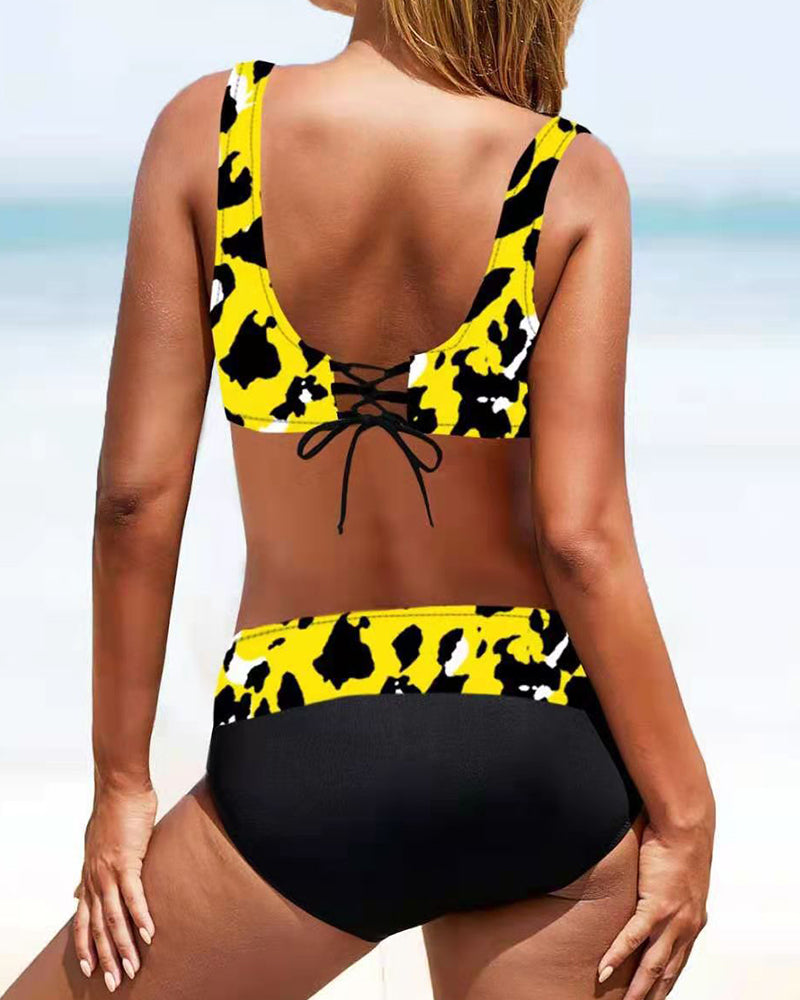 Dam Bikini V-Neck Elastan Trendig Badkläder-5