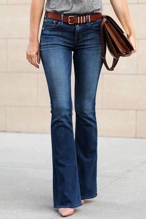 Dam Flare Jeans Trendig Bomull Polyester-2