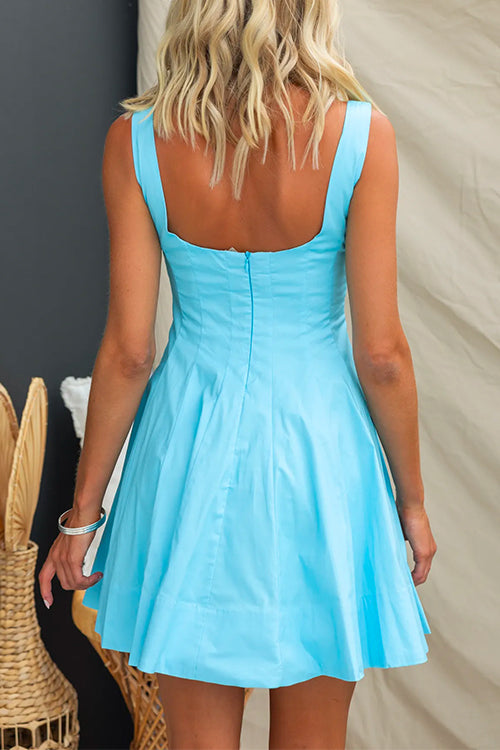 Kvinna A-linjerad Miniklänning Fyrkantig Krage Bomull Elastan-6