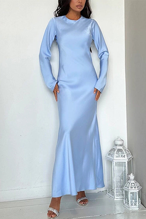 Variant image for Maxiklänning Dam Långa Ärmar Satin Elegant-9