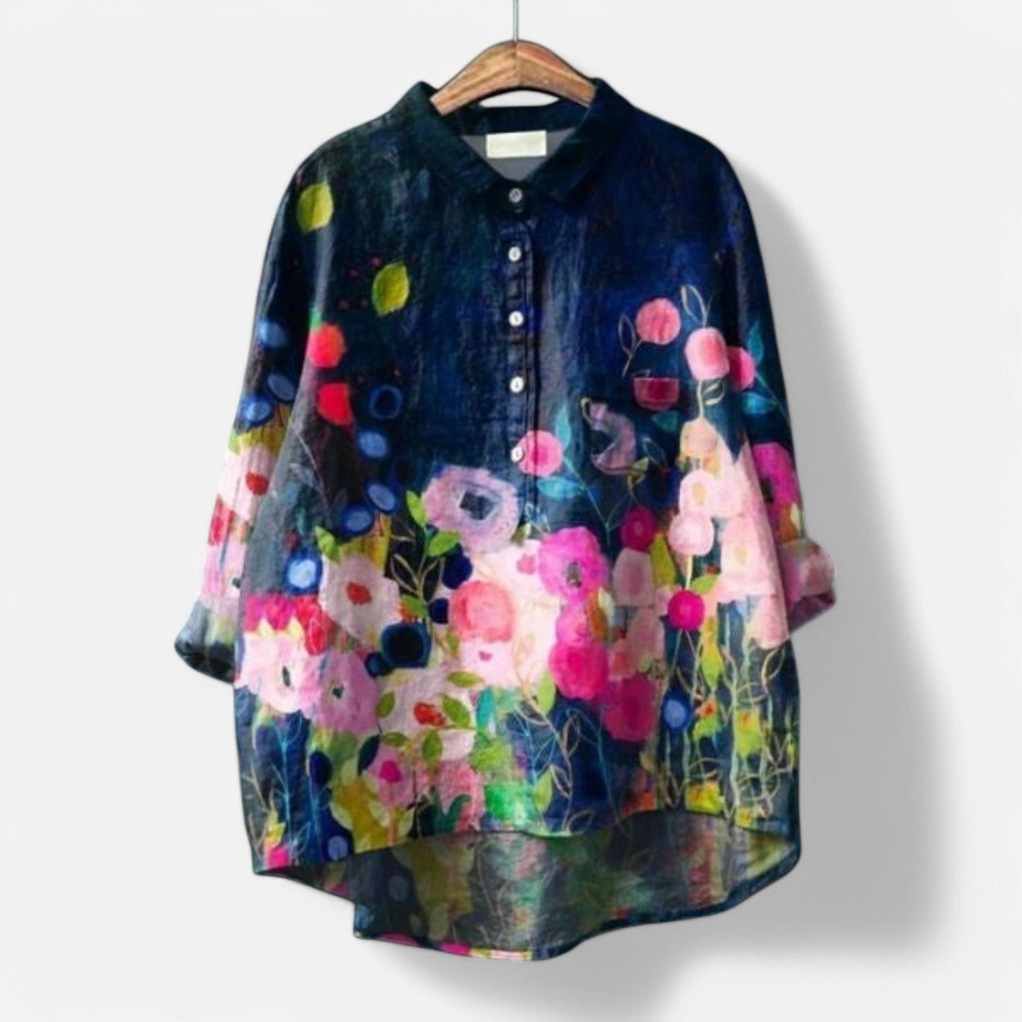 Variant image for Dam Blus Blommönster Elegant Polyester-56