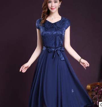 Dam Klänning Midi Asymmetrisk Chiffon-4