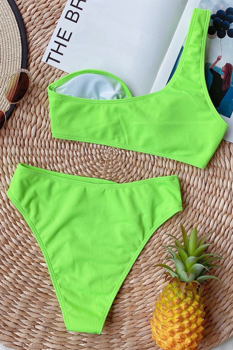 Dam Bikini Hög Förbund Nylon Spandex-5