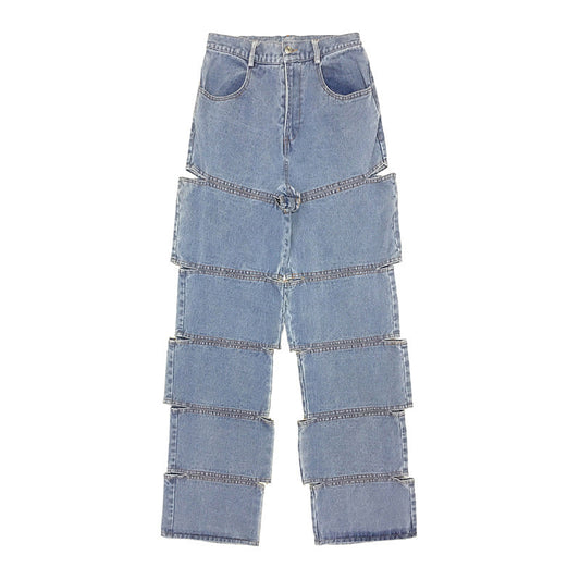 Kvinnors Raka Ben Jeans Medelhög Midja Högkvalitativ Denim-1