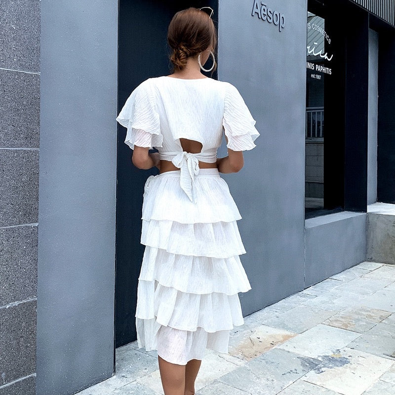 Dam Sommarklänning Lätt och Luftig Polyester Uppsättning med Tillbehör-3