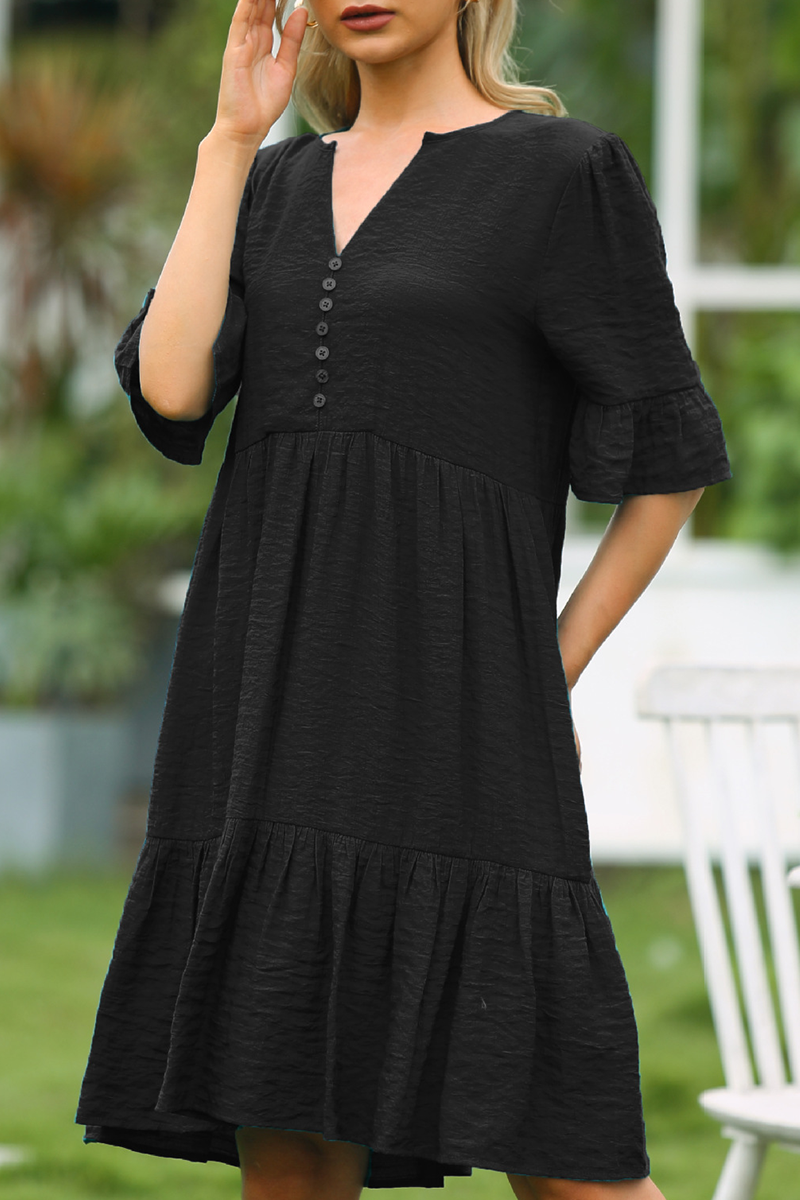 Kvinnors Klänning Elegant 100% Bomull-3