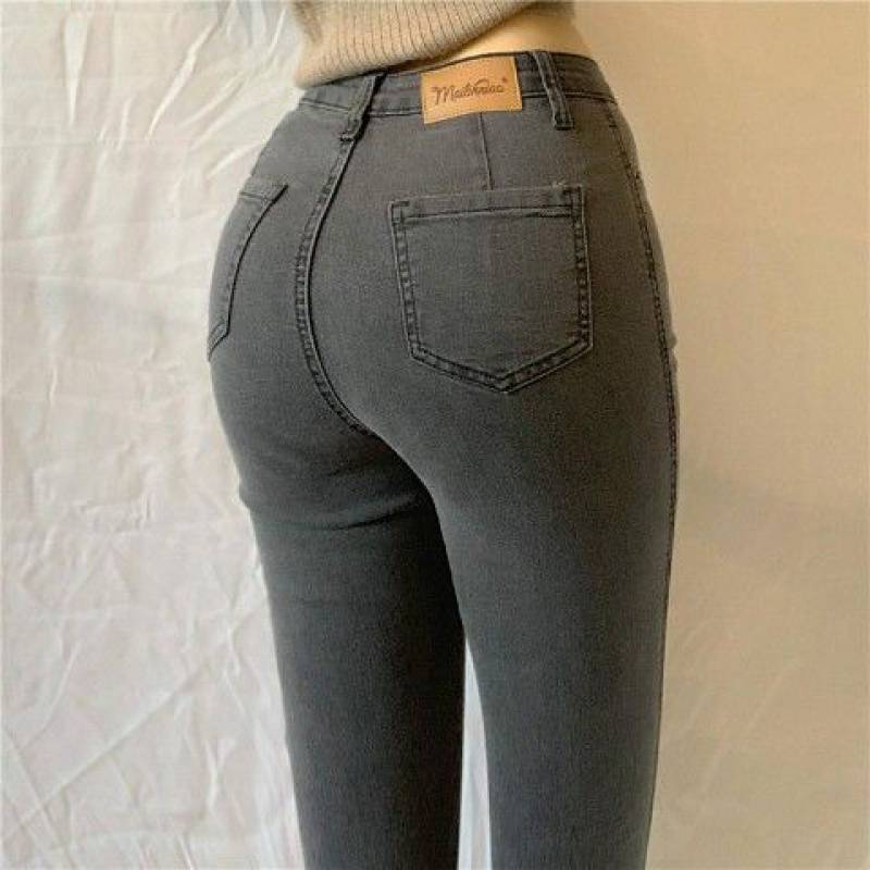 Variant image for Dam Hög Midja Rivna Jeans Denim Slangformad-49