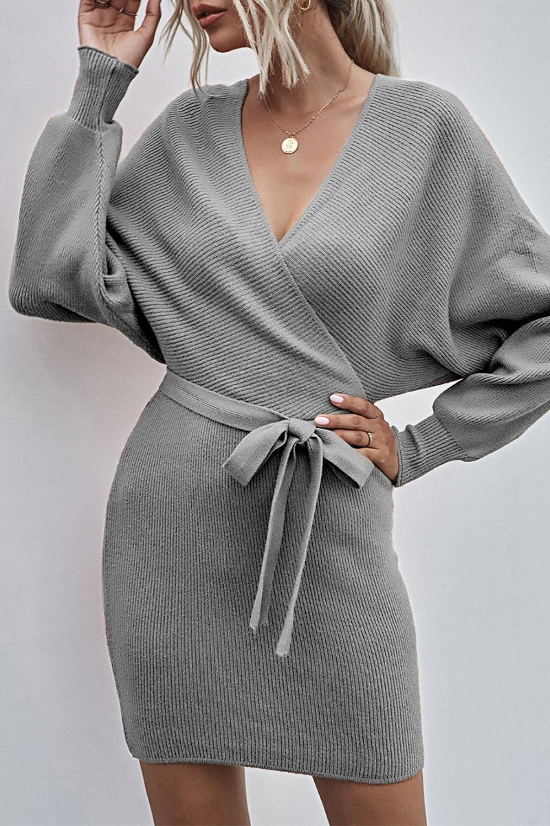Kvinnors Vinterklänning Långärmad Trendig Polyester 8