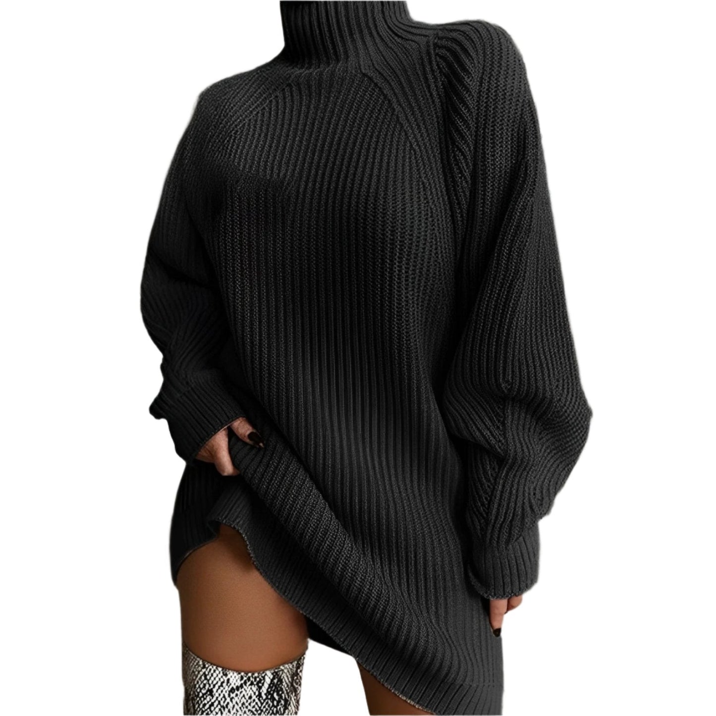 Variant image for Dam Stickklänning Turtleneck Akryl Varm-21