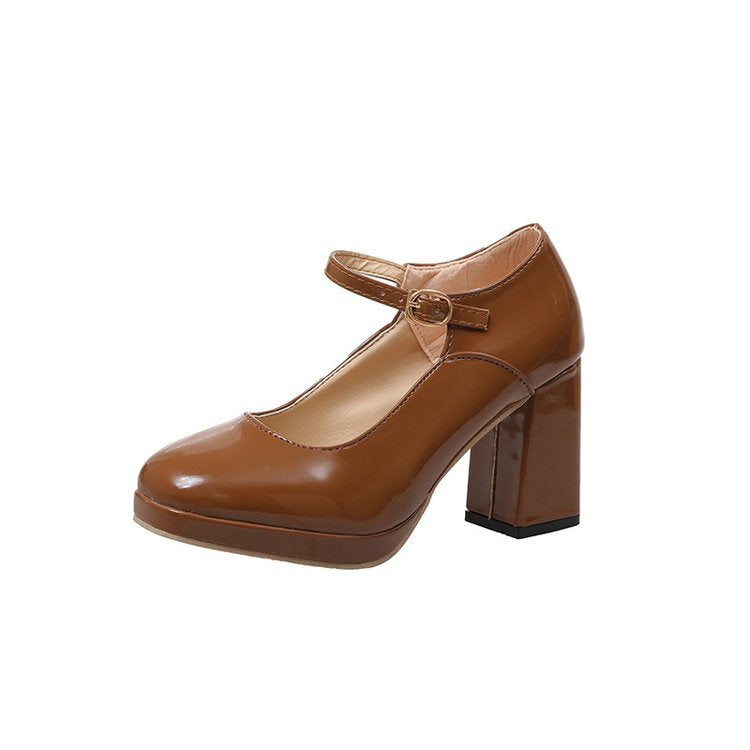 Dam Mary Jane Pumpar Blockhäl Syntetiska Material 9