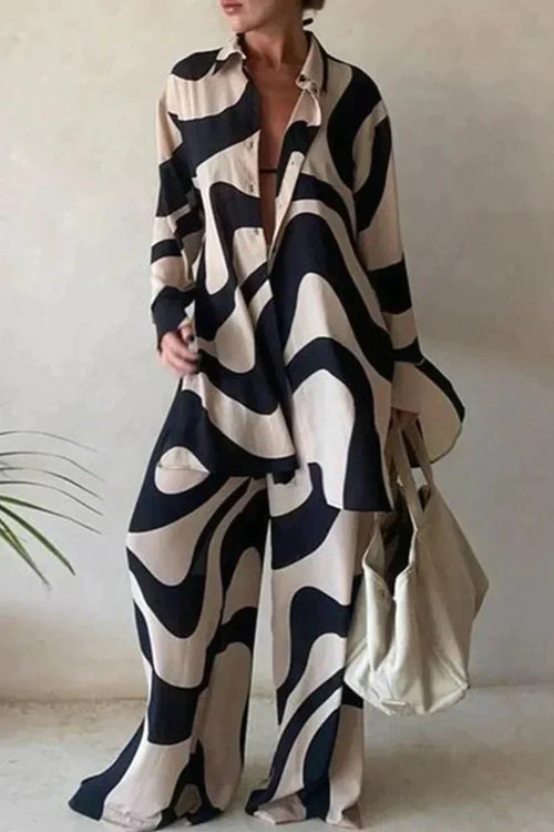 Kvinnors Byxor Geometrisk Design Avslappnad Polyester-1