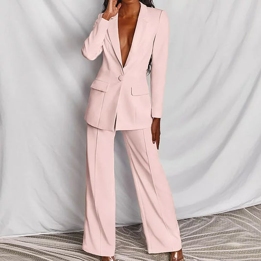 Vit Dam Kostym 2-delad Elegant Polyester-1