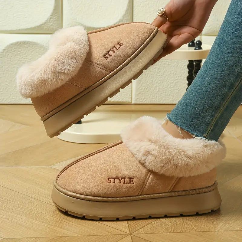 Fodrade Vinterstövlar Dam Plysch Design för Kallt Väder-6