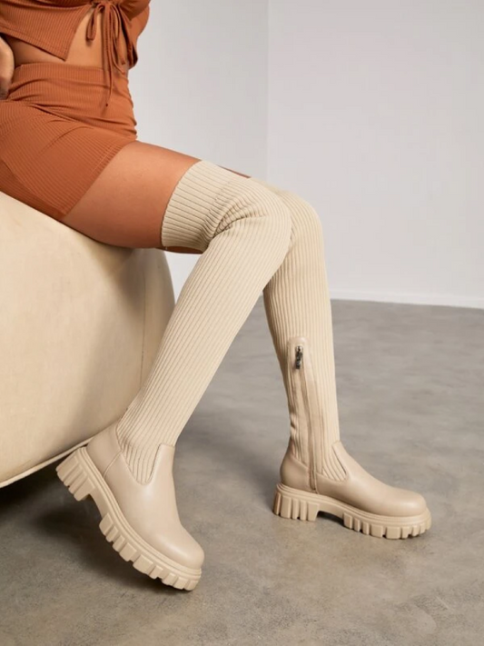 Dam Stövlar ĂverknĂ€ LĂ€der Ergonomisk Design-1