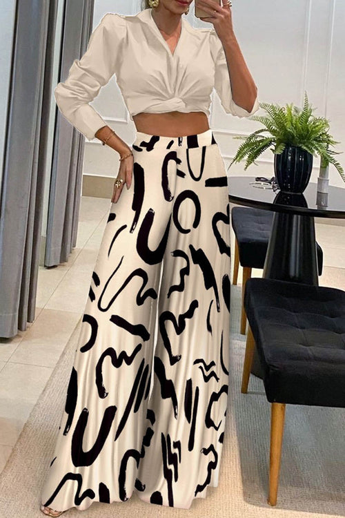 Snygga Byxor Dam Hög Midja Tryckt Mönster Polyester-1