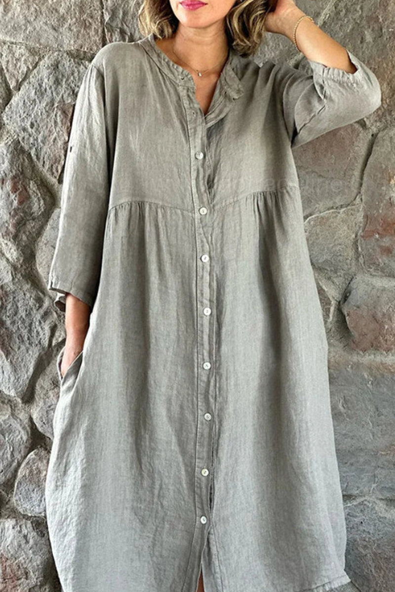 Kvinnors Klänning Avslappnad Design Högkvalitativ Bomull och Polyester-2