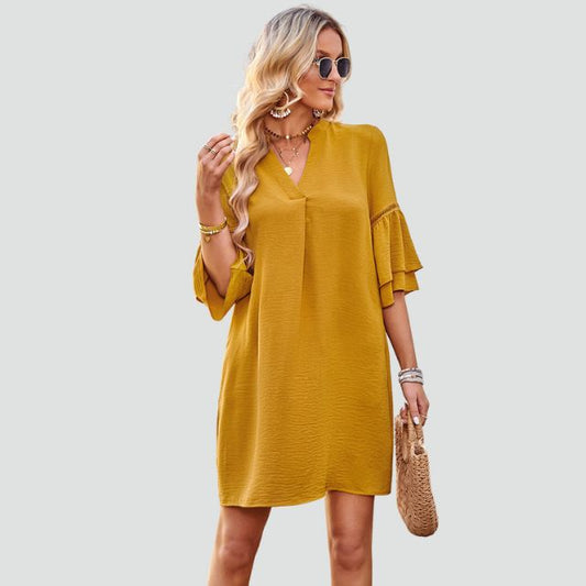 Dam Tunikklänning Ruffles Lätt Tyg-1