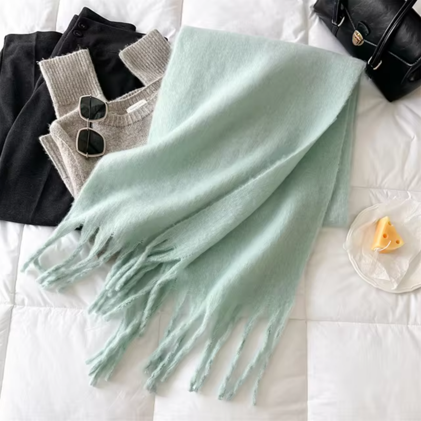 Vinterhalsduk för Kvinnor i Kashmirliknande Material med Långa Fransar – Elegant och Mångsidig Pashmina-design 22
